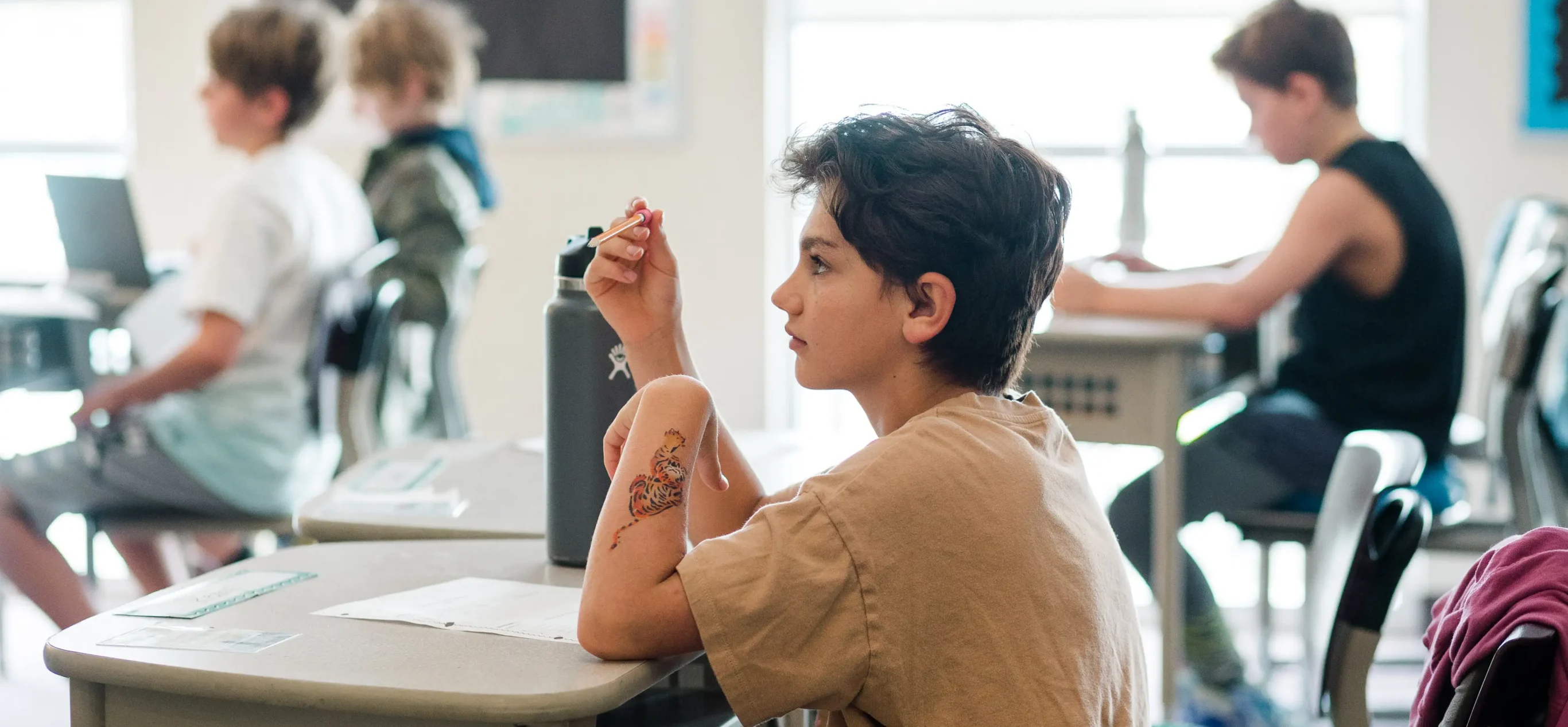 student at desk