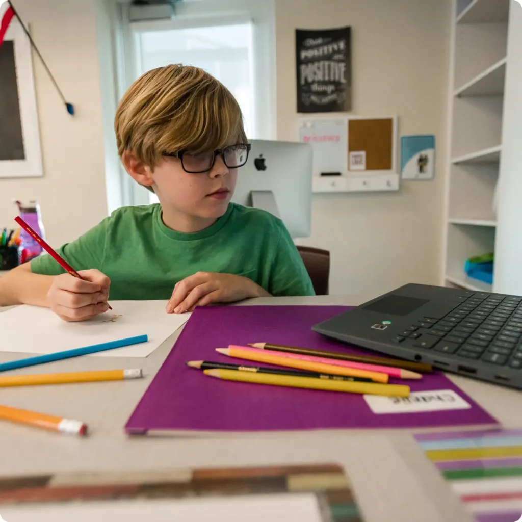 child studying