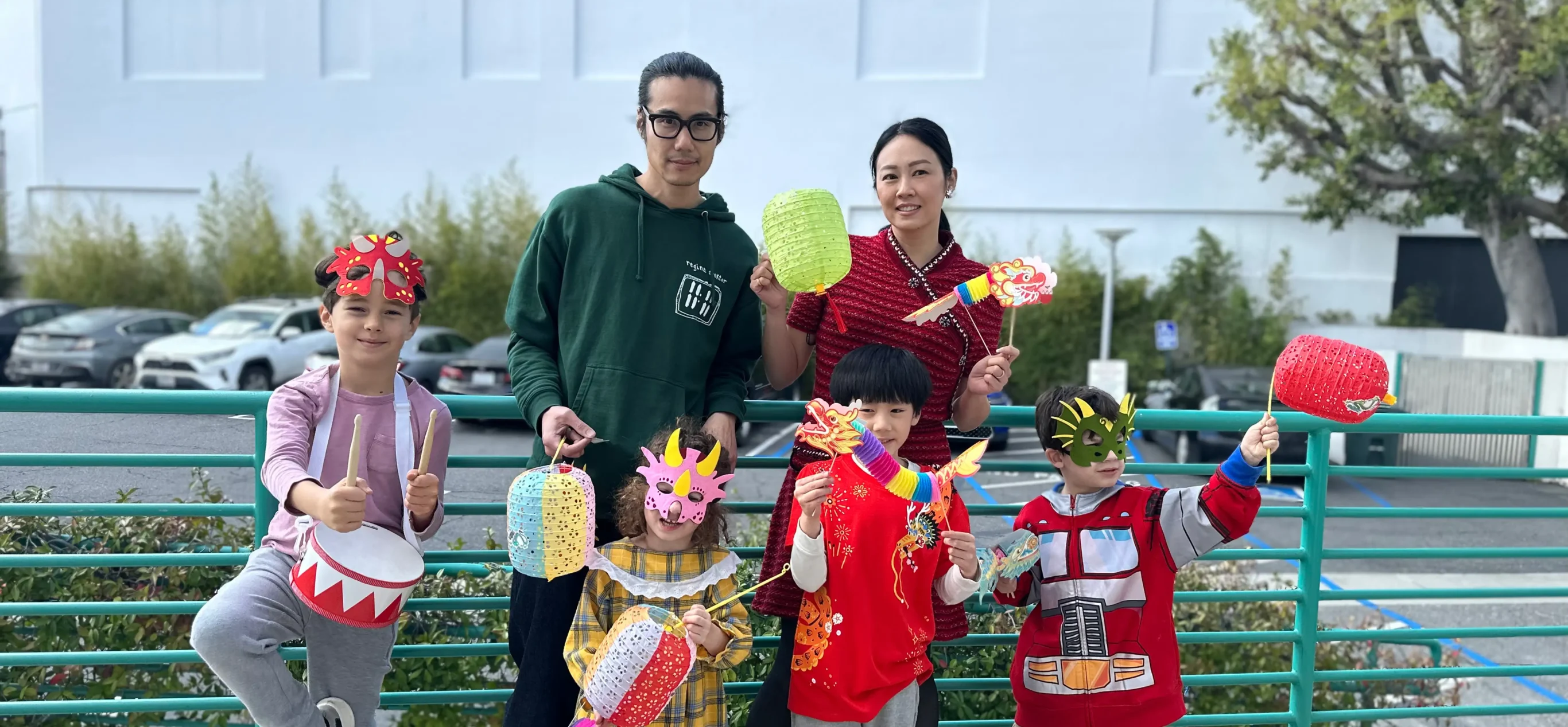 Family dressed in costumes